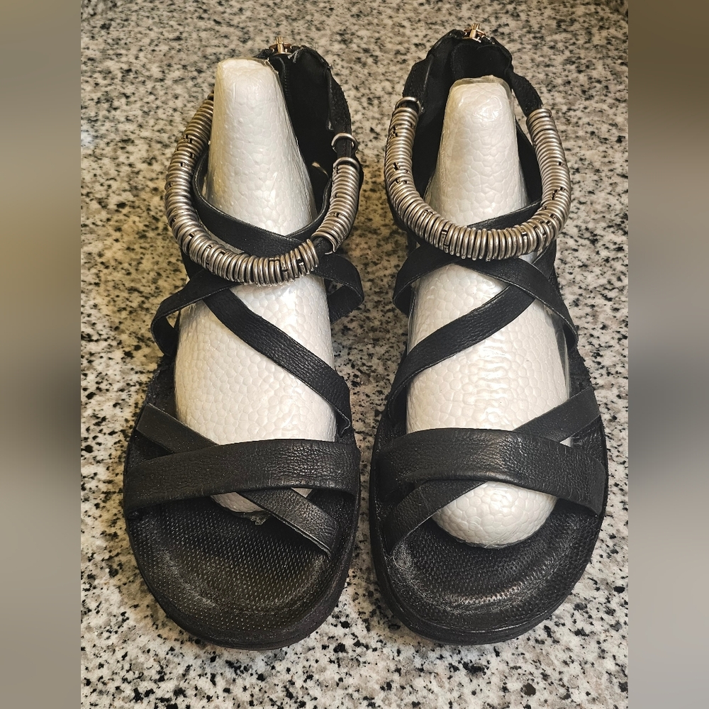 A.S.98 Black Leather Sandals 42 EUC